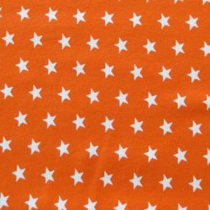 Jersey Sterne - 14,50 EUR/m - orange/weiß Bild 1