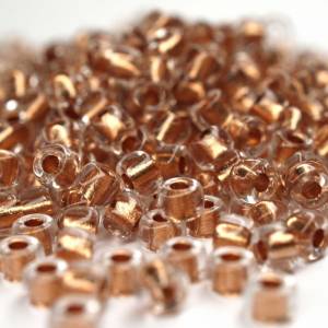 10g Czech Seed Beads Matubo, 6/0 Crystal Copper-Lined Bild 1
