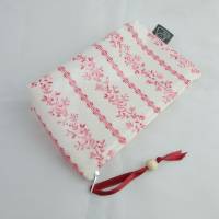 Kosmetiktasche aus beschichteter Baumwolle, weiß mit roten Rosenranken Bild 2