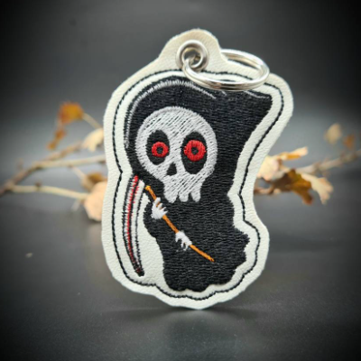 Der kleine Sensenmann als ITH Schlüsselanhänger und Vollstick 10x10cm