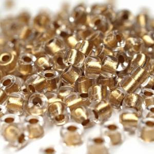 10g Czech Seed Beads Matubo, 6/0 Crystal Gold-Lined Bild 1