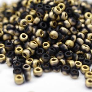 10g Miyuki Seed Beads Rocailles 8/0 Black Amber Matted Bild 1