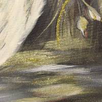 Acrylgemälde SCHWÄNE IN GLITZERBLÄTTERN -  wunderschönes Wandbild mit Schwänen und goldfarbigen Blättern 70cmx60cm Bild 7