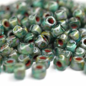 10g Czech Seed Beads Matubo, 6/0 Aquamarine Picasso Bild 1
