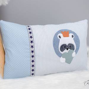 Namenskissen mit Stickdatei Pandabär, personalisiertes Kissen mit Name, Geburtskissen, Kuschelkissen, Blau, Geschenk zur Bild 4