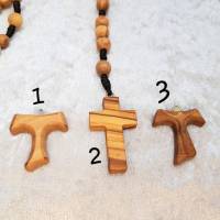 Rosenkranz aus schwarzen Holzperlen, Olivenholzperlen, Olivenholzkreuz in verschiedenen Ausführungen, Kommunion, Taufe Bild 6