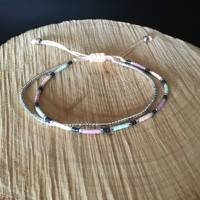 Schickes feines  Miyuki-Delica-Perlen Doppel-Armband mit verstellbarem Makrameeknoten  Perlengröße 2 mm Bild 2