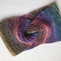 Twist-Stirnband, gestrickt multicolor, bunt, mit Wolle Bild 1
