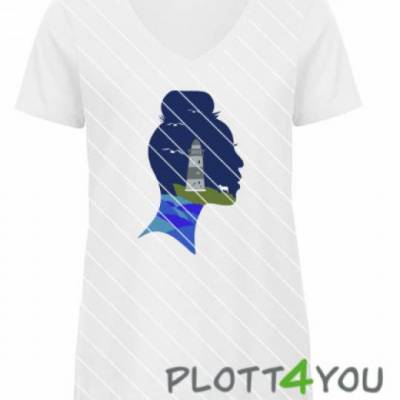 Plotterdatei "Frauensilhouette Leuchtturm"