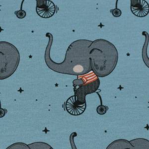 Jersey (OEKO-TEX 100) Elephant auf Fahrrad - hellblau Bild 2