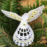 Lace-Stickerei: 3D-Weihnachtsengel - filigranes weihnachtliches Dekoelement zum Hängen oder Stellen (3) Bild 1