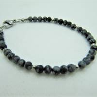 Armband Perlen Schneeflocken Obsidian Bild 1