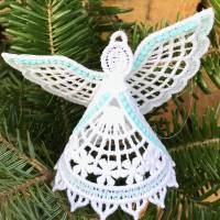 Lace-Stickerei: 3D-Weihnachtsengel - filigranes weihnachtliches Dekoelement zum Hängen oder Stellen (4) Bild 1