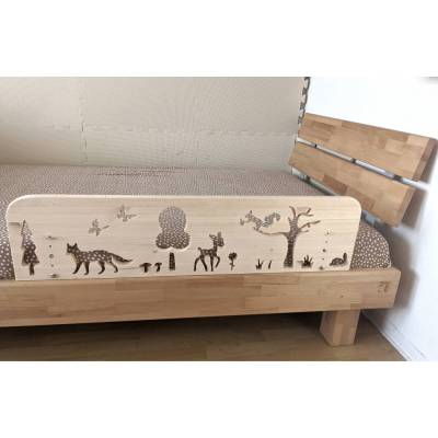 Rausfallschutz aus HOLZ mit WALD Motiv , Bettgitter für Kinderbett (100 cm breit)