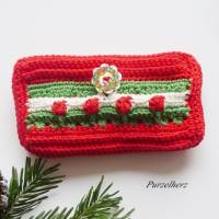 Gehäkelte Taschentüchertasche - Weihnachten,Taschentücherbox,TaTüTa,Universaltasche,Etui,Geschenk,rot,grün Bild 1