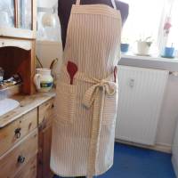 Damenschürze , gestreifte Küchenschürze , creme Kochschürze Bild 1