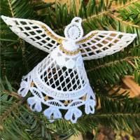 Lace-Stickerei: 3D-Weihnachtsengel - filigranes weihnachtliches Dekoelement zum Hängen oder Stellen (5) Bild 1