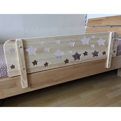 Rausfallschutz aus Holz mit STERNE Motiv , Bettgitter für Kinderbett (100 cm breit)