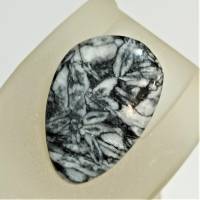 Ring Pinolith schwarz weiß mit 35 x 23 Millimeter großem Tropfen Stein statementring Geschenk Bild 6