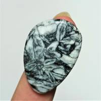 Ring Pinolith schwarz weiß mit 35 x 23 Millimeter großem Tropfen Stein statementring Geschenk Bild 7