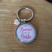 Toller Cabochon-Schlüsselanhänger „Mama Du bist die Beste“ Bild 1