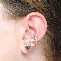 Ear Cuff "Vortex" Silber mit Dumortierit für das LINKE Ohr Ohrklemme Ohrmanschette Ohrschmuck Fakepiercing Bild 1