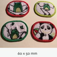 4 Patches zum Aufbügeln oder Aufnähen - Stickapplikationen Frosch + Panda Bild 6