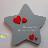 Erinnerung an ein Sternenkind, Geschenk für Sterneneltern, individuelle gestaltetes Trauergeschenk, grauer Stern, Feder Bild 3