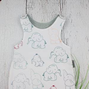 Mädchen Baby Strampler Elefanten weiß mint Babykleidung  handmade Kinderkleidung Gr. 50-92 Bild 4