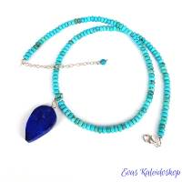 Kräftig blauer Lapis Lazuli Anhänger für Ketten oder Lederbänder Bild 9