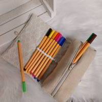 Federmappe (Farbbeispiel natur) mit extra Fach als Stifthalter aus Polstercanvas in 18 Farben Bild 1