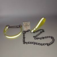 Reflektierendes Hundehalsband mit Zugstop Kette, reflektierende Kettenleine, Halsband mit Zugkette, Hundehalsband, Leine Bild 1
