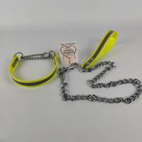 Reflektierendes Hundehalsband mit Zugstop Kette, reflektierende Kettenleine, Halsband mit Zugkette, Hundehalsband, Leine Bild 2