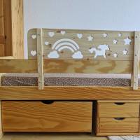 Rausfallschutz aus Holz mit EINHORN Motiv , Bettgitter für Kinderbett (100 cm breit) Bild 1