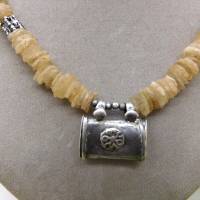 Halskette mit antiken Quarz-Scheiben und Jemen Silber Unikat Bild 7