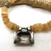 Halskette mit antiken Quarz-Scheiben und Jemen Silber Unikat Bild 8