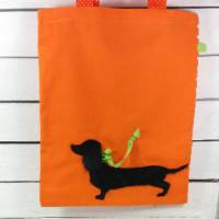Tragetasche, Einkaufstasche mit Dackel, farbenfrohe Dackeltasche, Hundetasche Bild 1