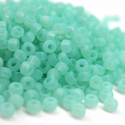 10g Czech Seed Beads Matubo, 8/0 Matte Milky Aqua