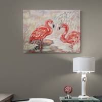 WINTER ROMANCE - Winterbild mit Flamingos auf Leinwand mit Glitter - Christiane Schwarz Bild 1