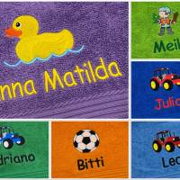 Kinder Handtuch ( 50 x 100 cm ) individuell mit Stickmotiv und Namen bestickt / Stickerei / 120 Motive zur Auswahl Bild 1