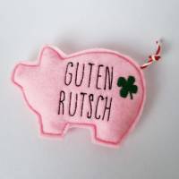 Rosa Glücksschweinchen aus Filz "GUTEN RUTSCH - Klee" von he-ART by helen hesse Bild 3