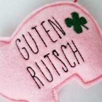 Rosa Glücksschweinchen aus Filz "GUTEN RUTSCH - Klee" von he-ART by helen hesse Bild 4
