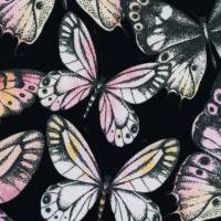 Jersey Schmetterlinge schwarz - bunt, Swafing Theo, Damenstoff Meterware Bild 2