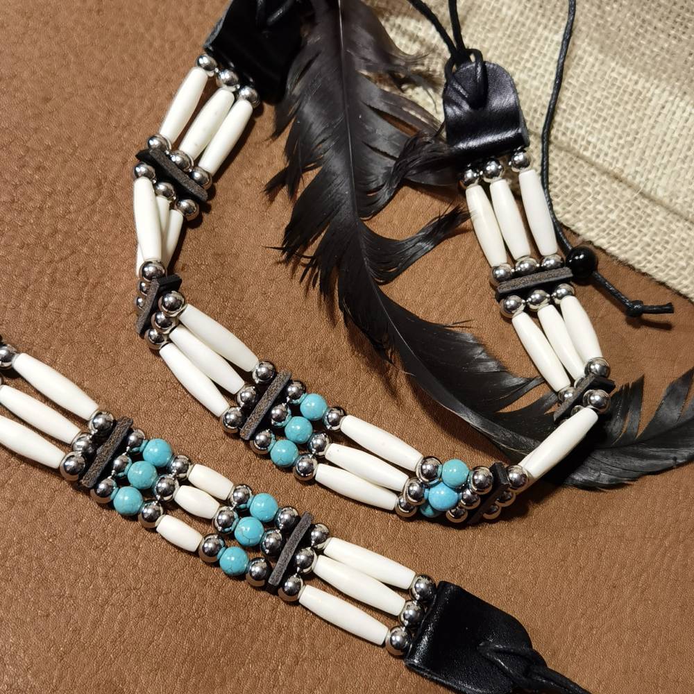 bonepipes Braslet Armband aus Knochen Indianerschmuck Indianer Armband