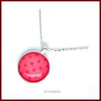 Ketten-Anhänger "Glitter Dots" mit Cabochon 30mm rosa, versilbert (ohne Kette) Bild 1
