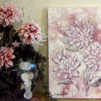 FROSTIGE DAHLIEN 40cmx60cm - glitzerndes Blumenbild im Shabby Chic Look auf Leinwand Bild 7