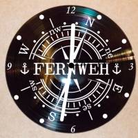 Kompass Fernweh Wanduhr Schallplattenuhr Schallplatte Wanduhr Vinyl Bild 1