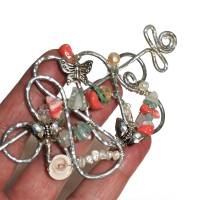 Tuchnadel mit Edelstein Perlen Mix 80 x 60 Millimeter aus Aluminium gehämmert in silberfarben Schmetterling Geschenk Bild 4