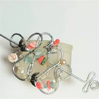 Tuchnadel mit Edelstein Perlen Mix 80 x 60 Millimeter aus Aluminium gehämmert in silberfarben Schmetterling Geschenk Bild 5