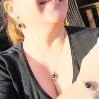 Makramee Schmuckset mit Pietersit aus Halskette, Armband und Ohrringen Bild 9